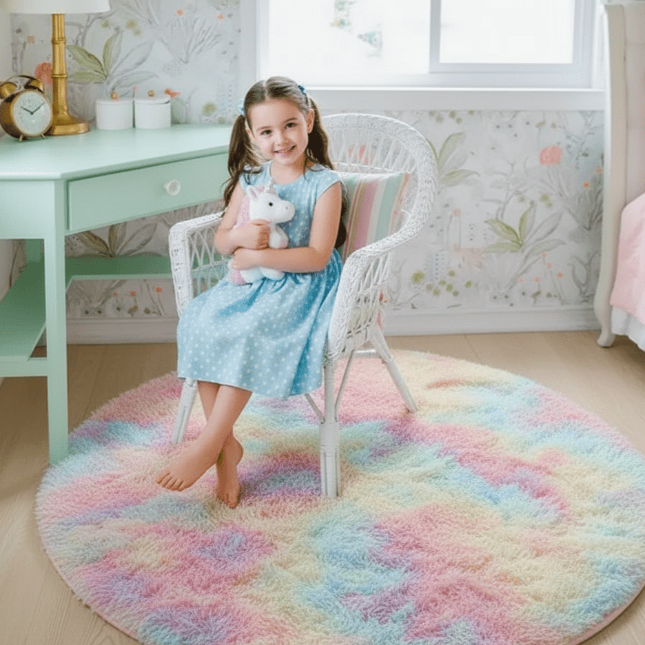 Velvéri Luxe FluffyMat Teppich | Ultraweicher, runder Plüschteppich für eine gemütliche Wohn- und Schlafzimmerdekoration 5