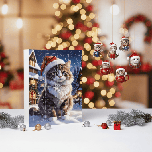 Vintage-Katzen-Adventskalender – 24-tägiger Weihnachts-Countdown mit Acryl-Ornamenten 0