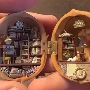 NUTSHELLIA – Casa de muñecas artesanal hecha con cáscaras de nuez y luz interior