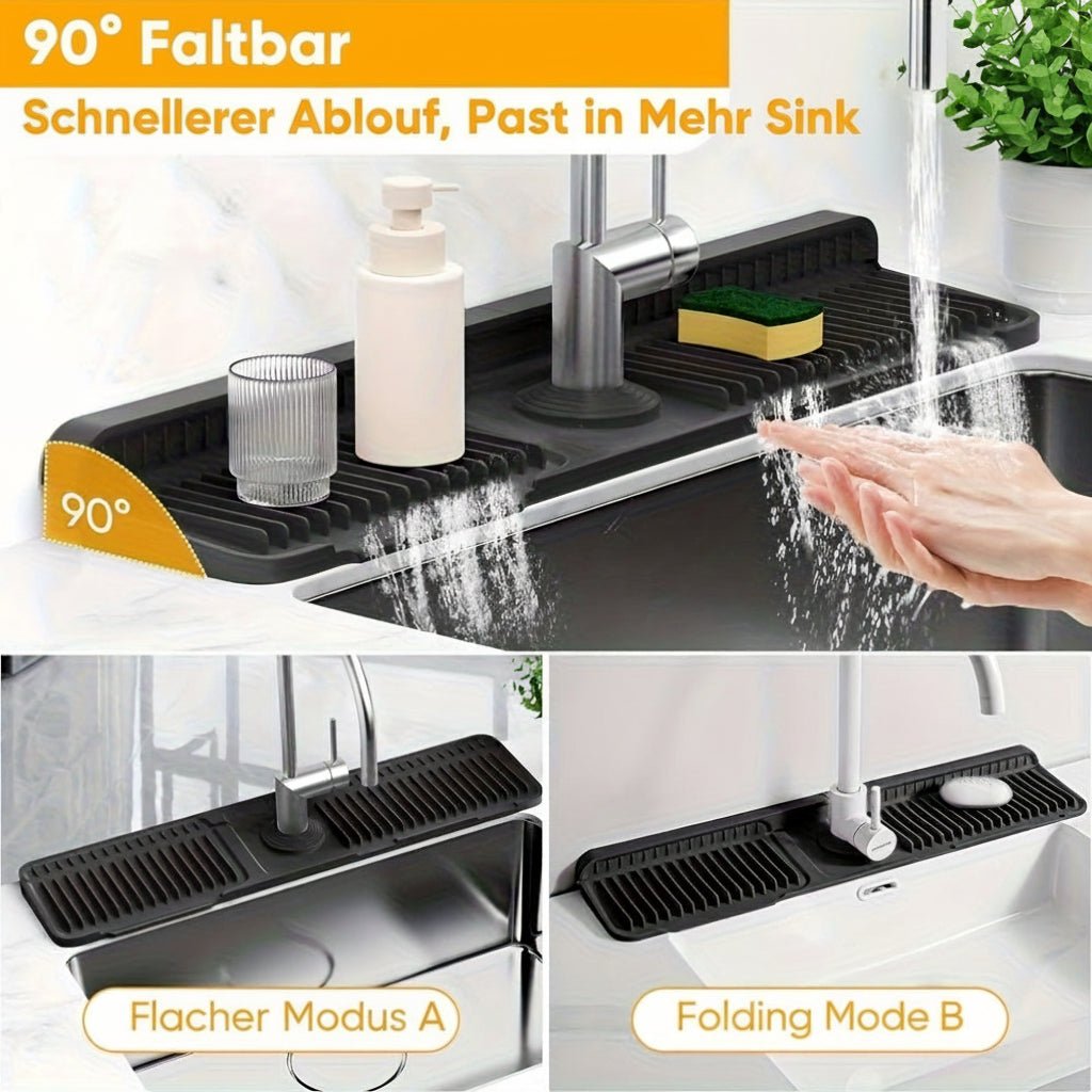 WATERWISE - 24-Zoll Spülbeckenmatte mit Schnellablauf und verstellbarem Loch 7
