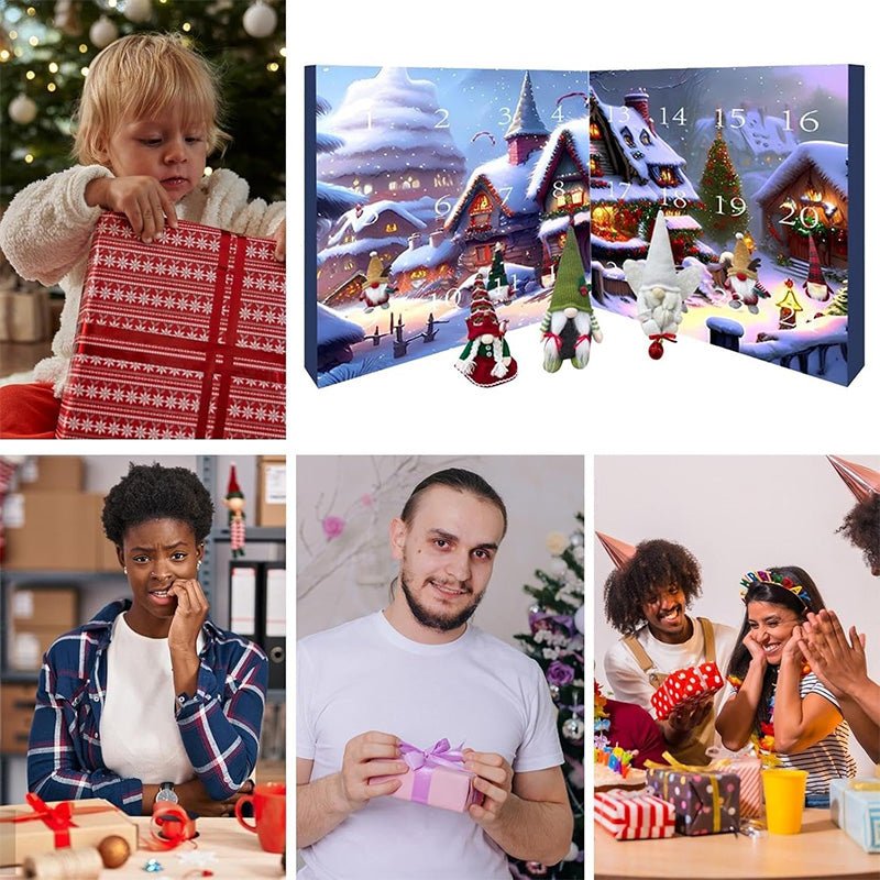 GNOMARIA 2025 – Calendario de adviento de duendes de peluche hechos a mano para una alegre Navidad festiva