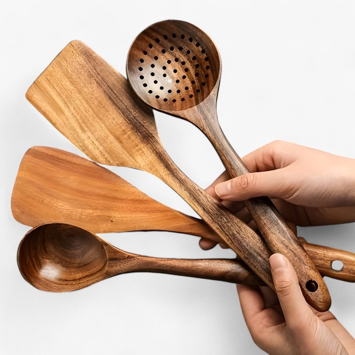 WoodChef – Set di 11 utensili da cucina in legno resistente al calore