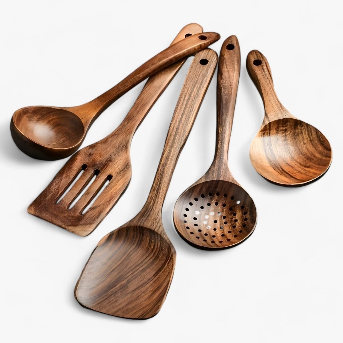 WoodChef – Set di 11 utensili da cucina in legno resistente al calore