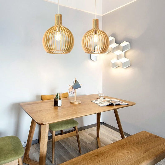 WoodArt Pendant – Lampada a sospensione in legno fatta a mano con luce calda e stile scandinavo