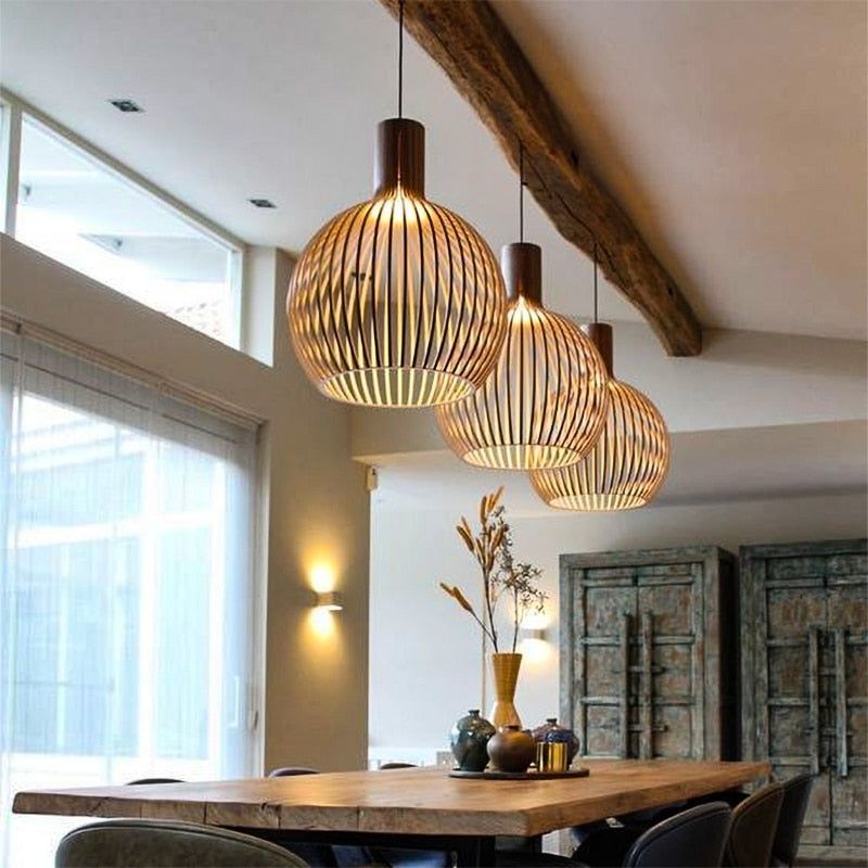 Suspension WoodArt – Suspension en bois faite main avec lumière chaude et style scandinave