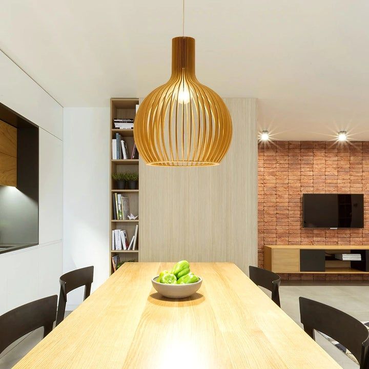 Suspension WoodArt – Suspension en bois faite main avec lumière chaude et style scandinave