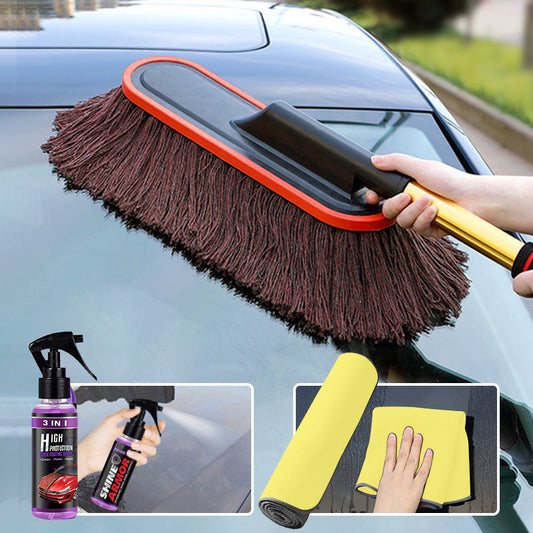 AutoDuster PRO – Panno spolverante per auto delicato sulla vernice con manico telescopico