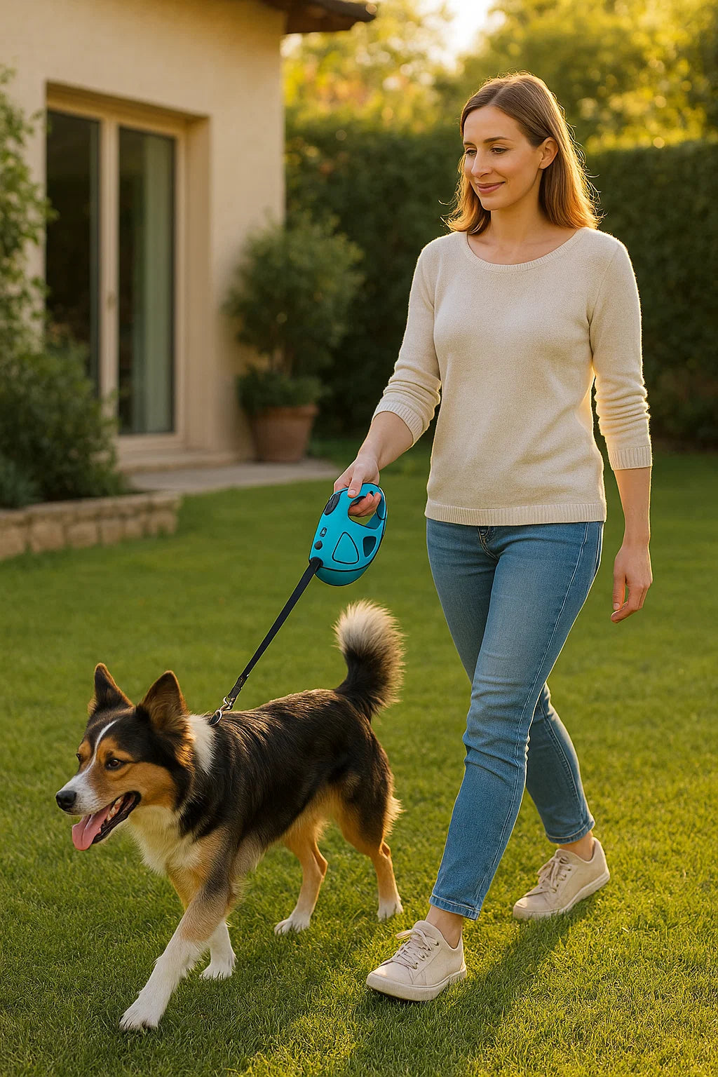 BRIGHTLEASH – Guinzaglio per cani LED con riflettori e meccanismo di retrazione per passeggiate sicure