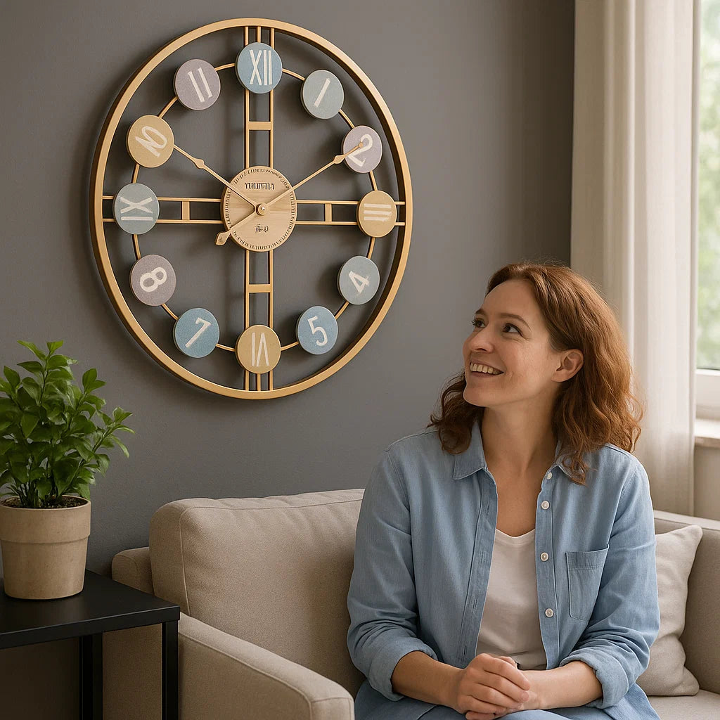 PASTELLPUNKT – Leise Wanduhr für elegantes Wohndekor
