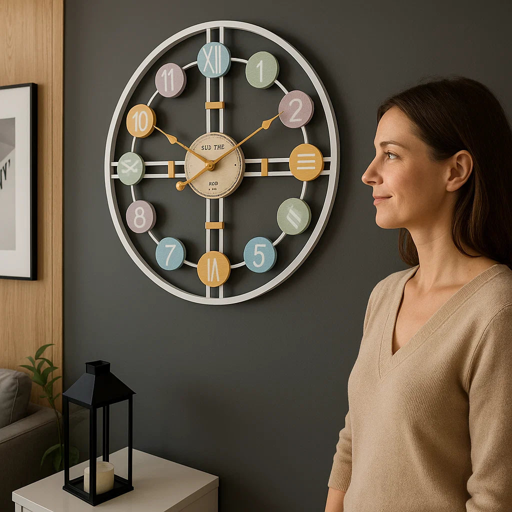 PASTELLPUNKT – Leise Wanduhr für elegantes Wohndekor
