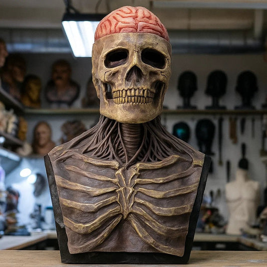 GRAVEFACE – Realistische Skelettmaske mit Hut für ultimative Halloween-Verkleidung