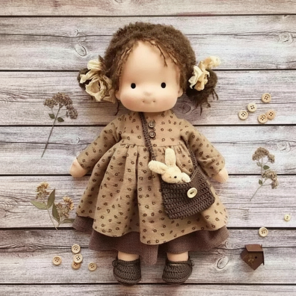 Selina – Poupée Waldorf en coton faite main pour un jeu créatif