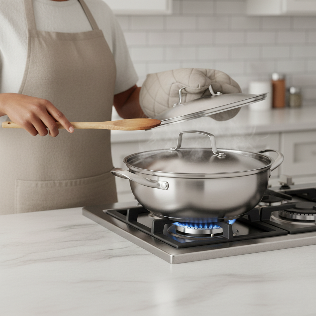 EcoHeat – Edelstahl-Kochtopf 26 cm mit gleichmäßiger Wärmeverteilung
