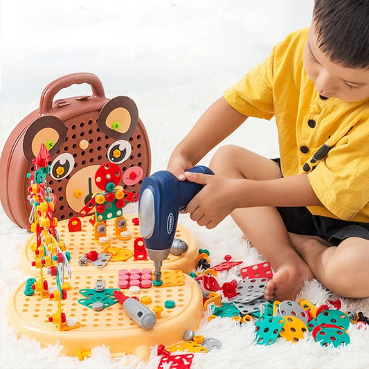Mini kit d'outils de construction – jouet de construction 203 pièces avec mini perceuse pour enfants à partir de 6 ans
