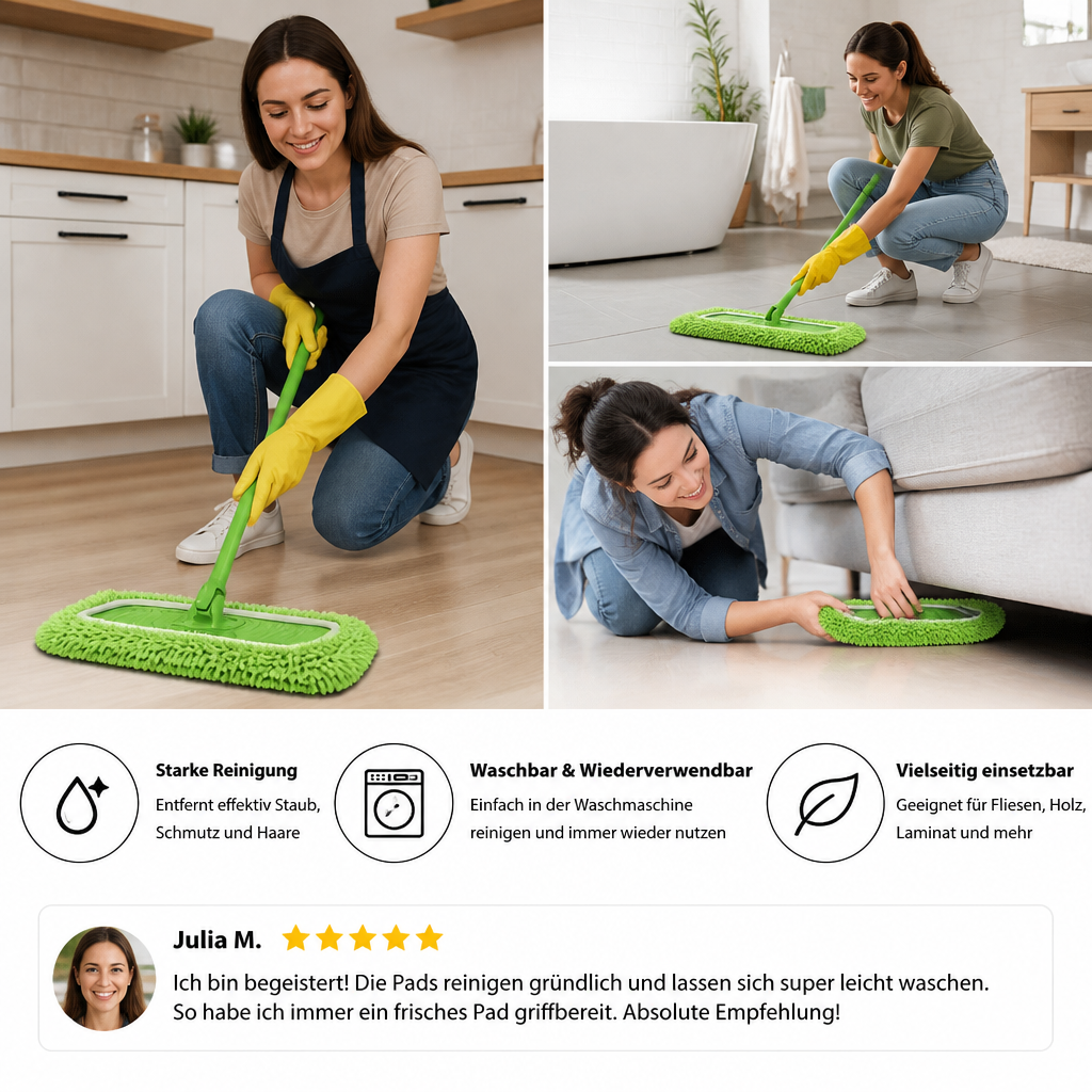 Wiederverwendbare Mikrofaser-Mopp-Pads – Waschbare Nachfüllpads für die Nass- und Trockenreinigung von Böden