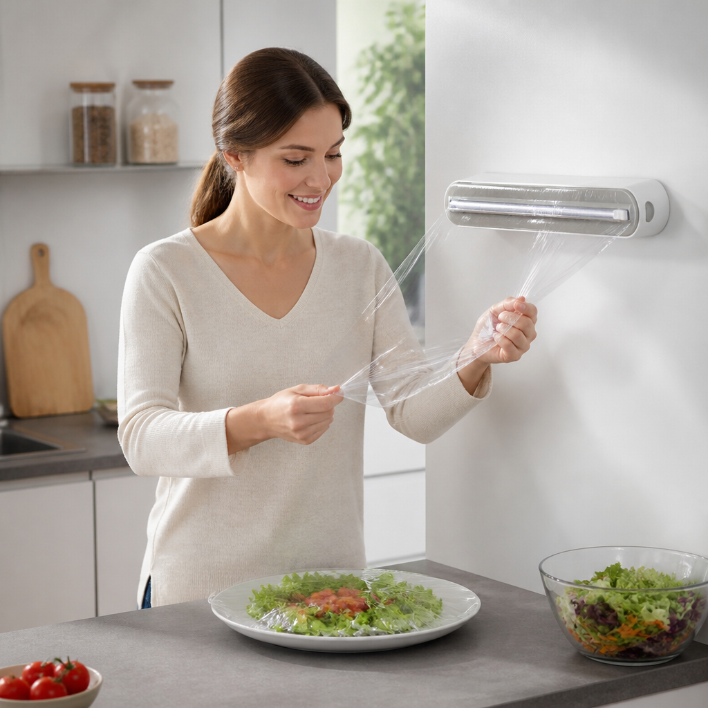 Magnetischer Wandspender für Alufolie und Frischhaltefolie mit Sicherheitsschneider