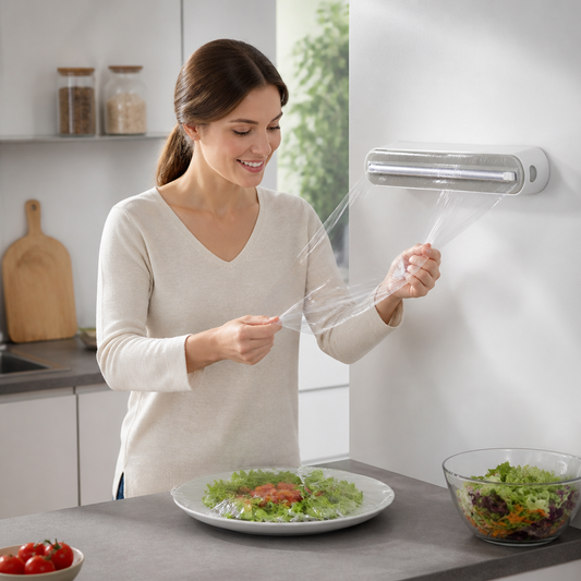 Magnetischer Wandspender für Alufolie und Frischhaltefolie mit Sicherheitsschneider