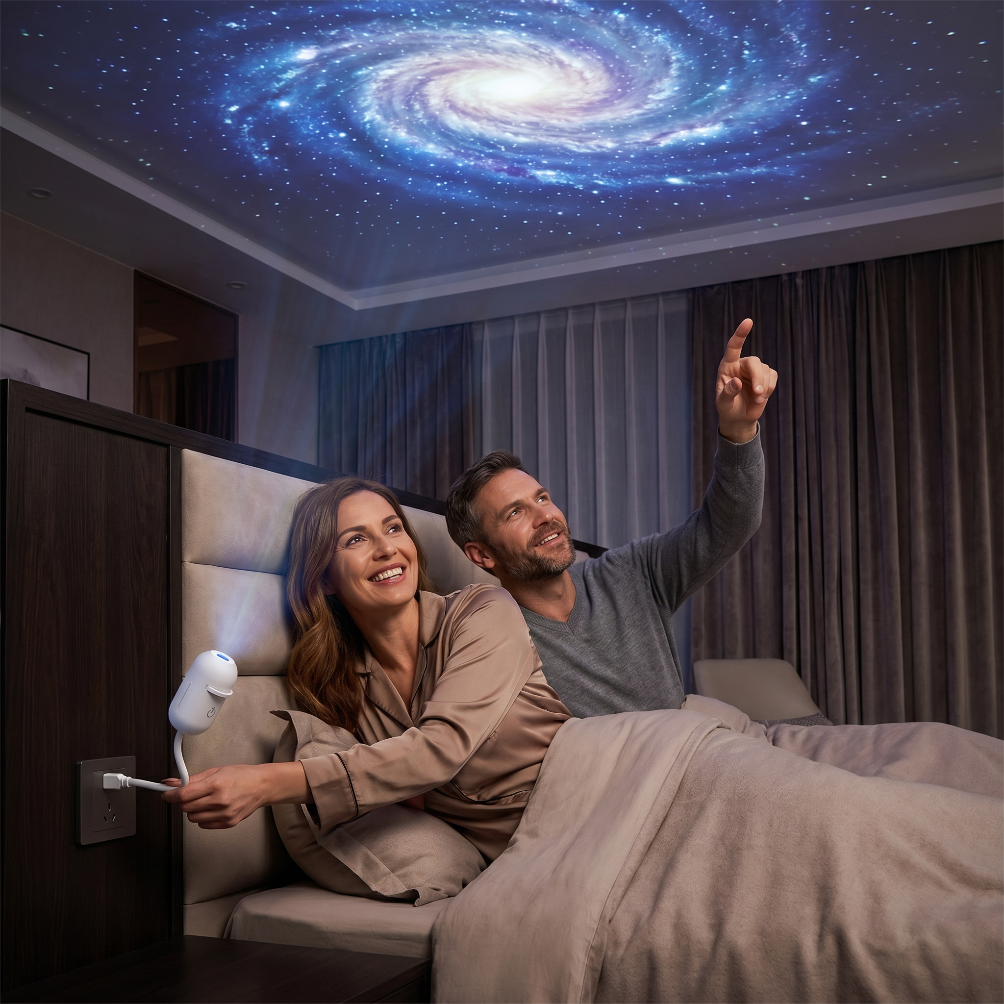Moderne Sternenhimmel Lampe – USB Mini Projektor Nachtlicht für Schlafzimmer & entspannte Atmosphäre inkl. 5 Motiven