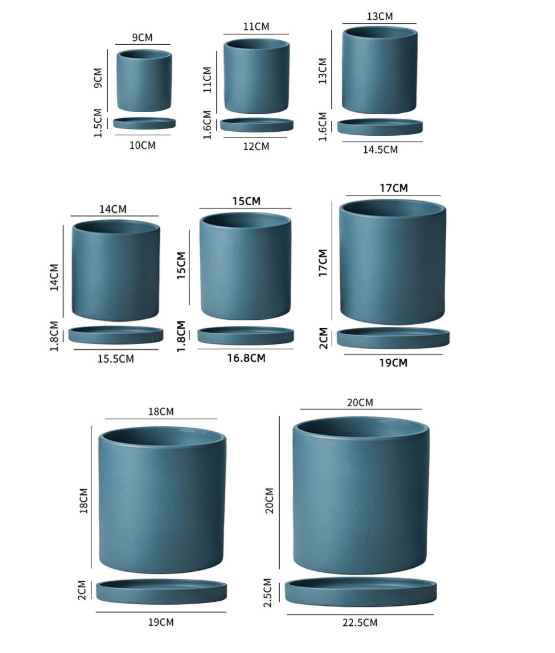 POTERIE – Moderner Blumentopf aus Keramik mit Abtropfschale