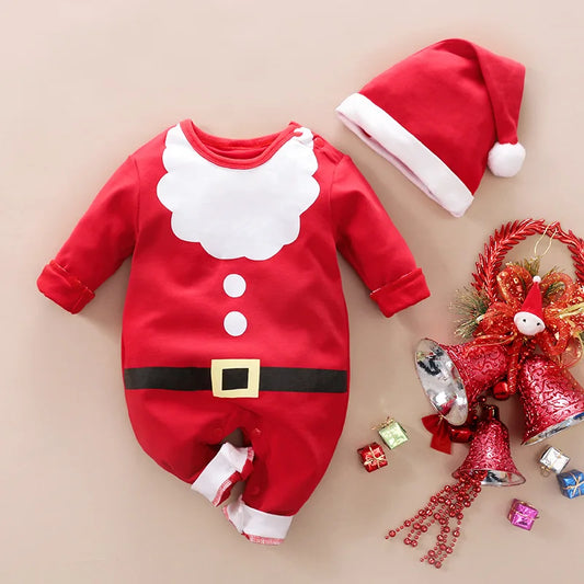 MiniMode Costume Festif – Grenouillère de Noël douce en coton pour la première fête de bébé