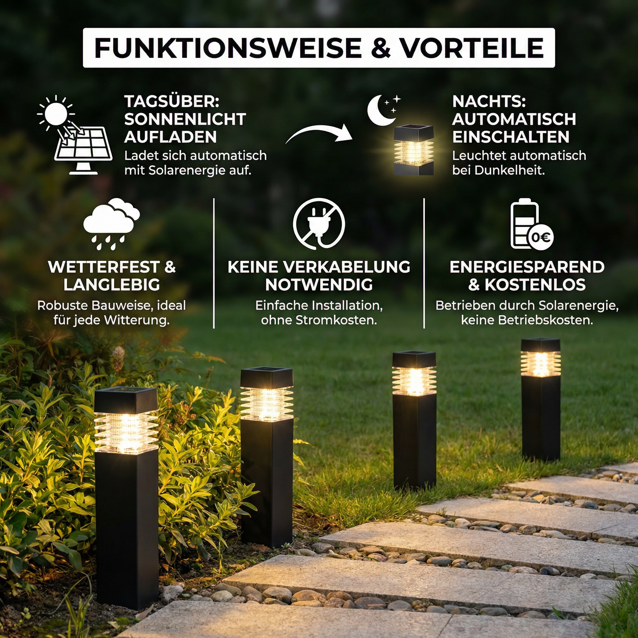 Solar-LED Bodenleuchten – Wasserdichte Gartenlichter für Wege, Rasen & Terrasse