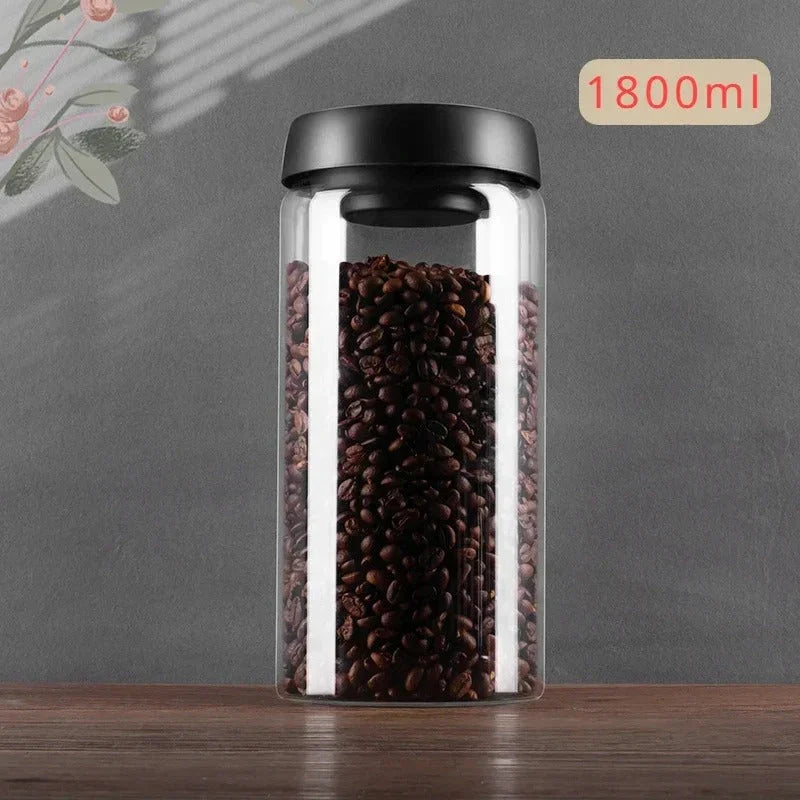 Kaffeebohnen-Vorratsbehälter aus Glas mit Aromaschutzdeckel für langanhaltende Frische