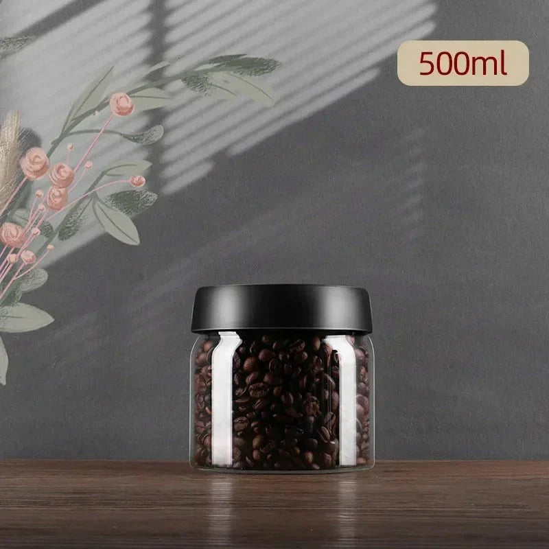 Kaffeebohnen-Vorratsbehälter aus Glas mit Aromaschutzdeckel für langanhaltende Frische