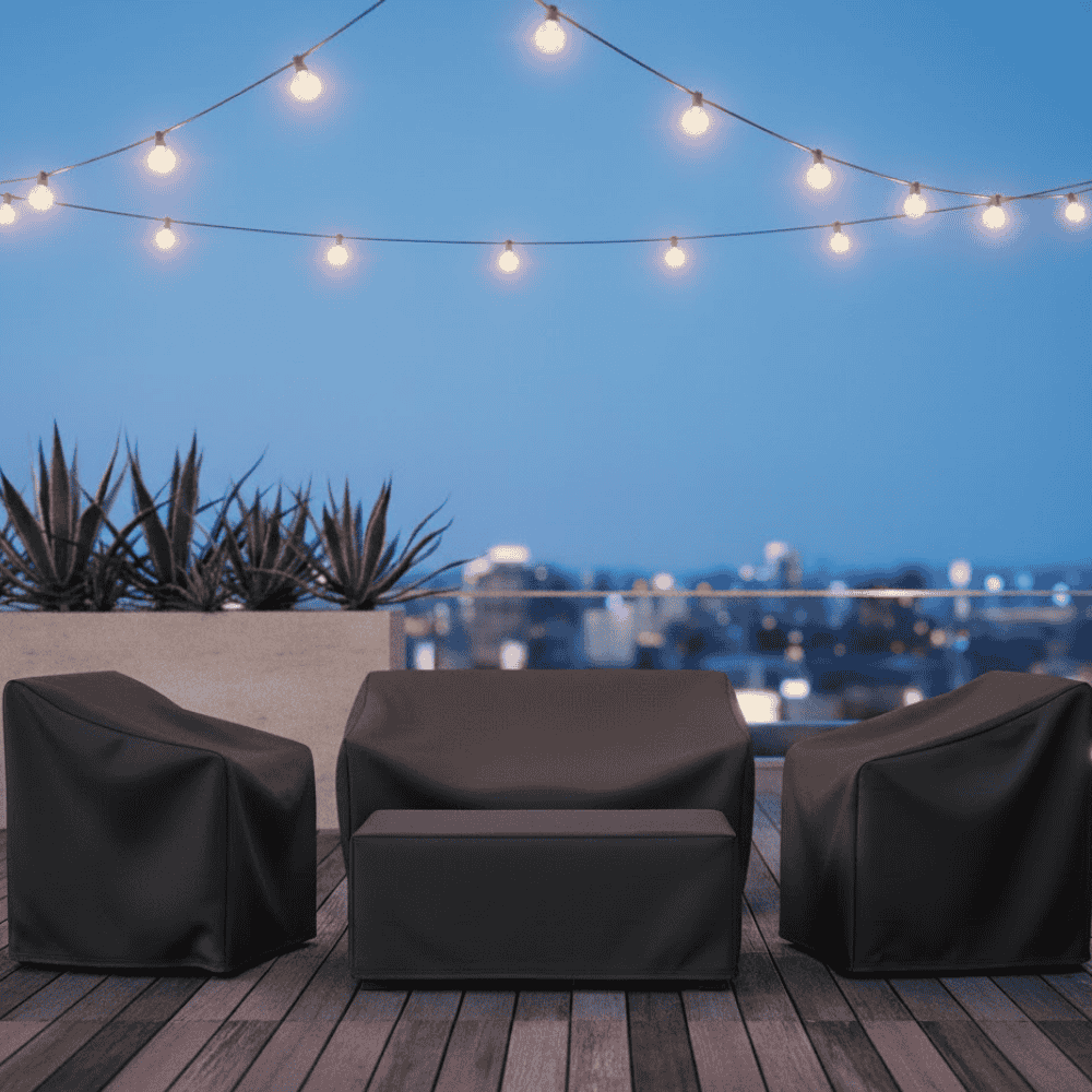 Cover protecting furniture from rain and sun