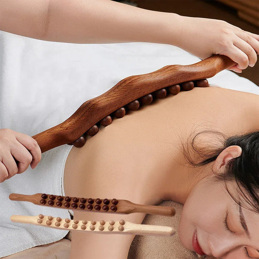 WoodEase Pro – Bastone da massaggio Gua Sha in legno per il rilassamento muscolare (60 cm)