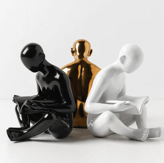 Liam - Serre-livres créatif avec sculpture d'homme lisant