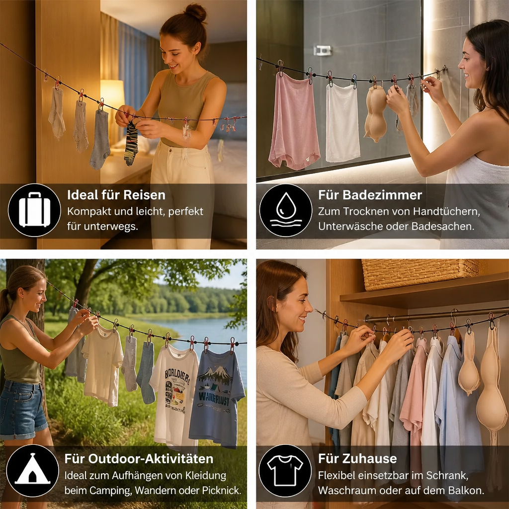 Tragbarer, Elastischer Kleiderbügel für Unterwegs