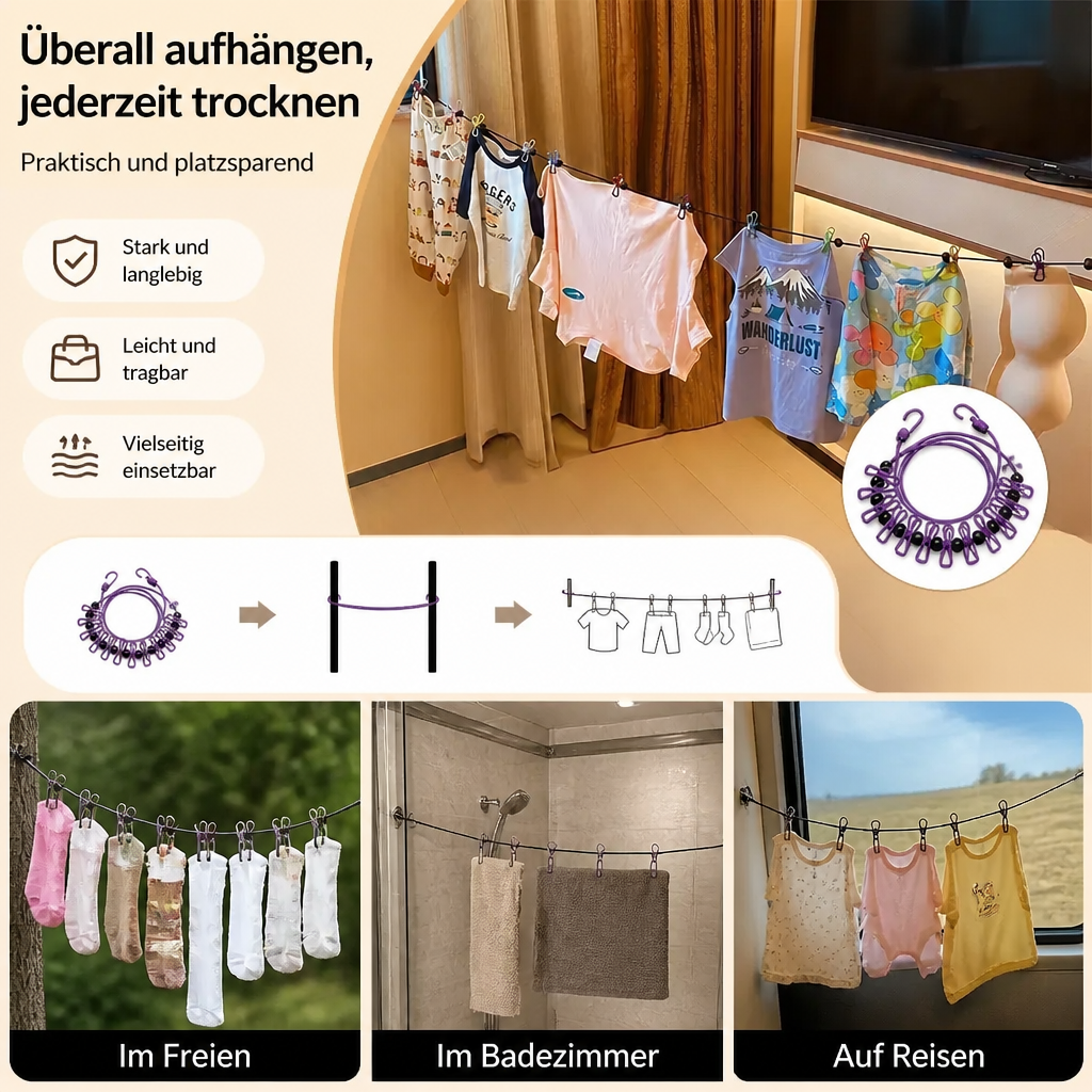 Tragbarer, Elastischer Kleiderbügel für Unterwegs