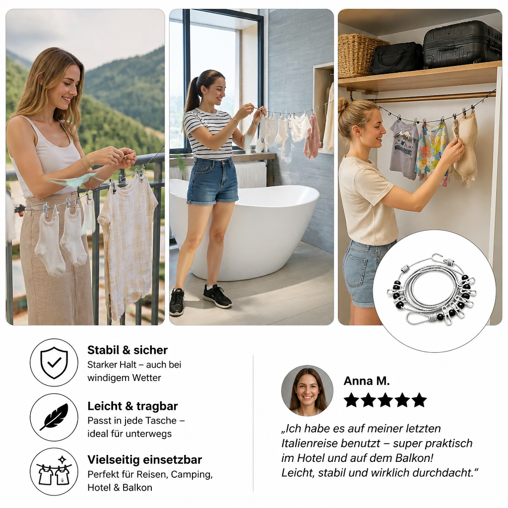 Tragbarer, Elastischer Kleiderbügel für Unterwegs