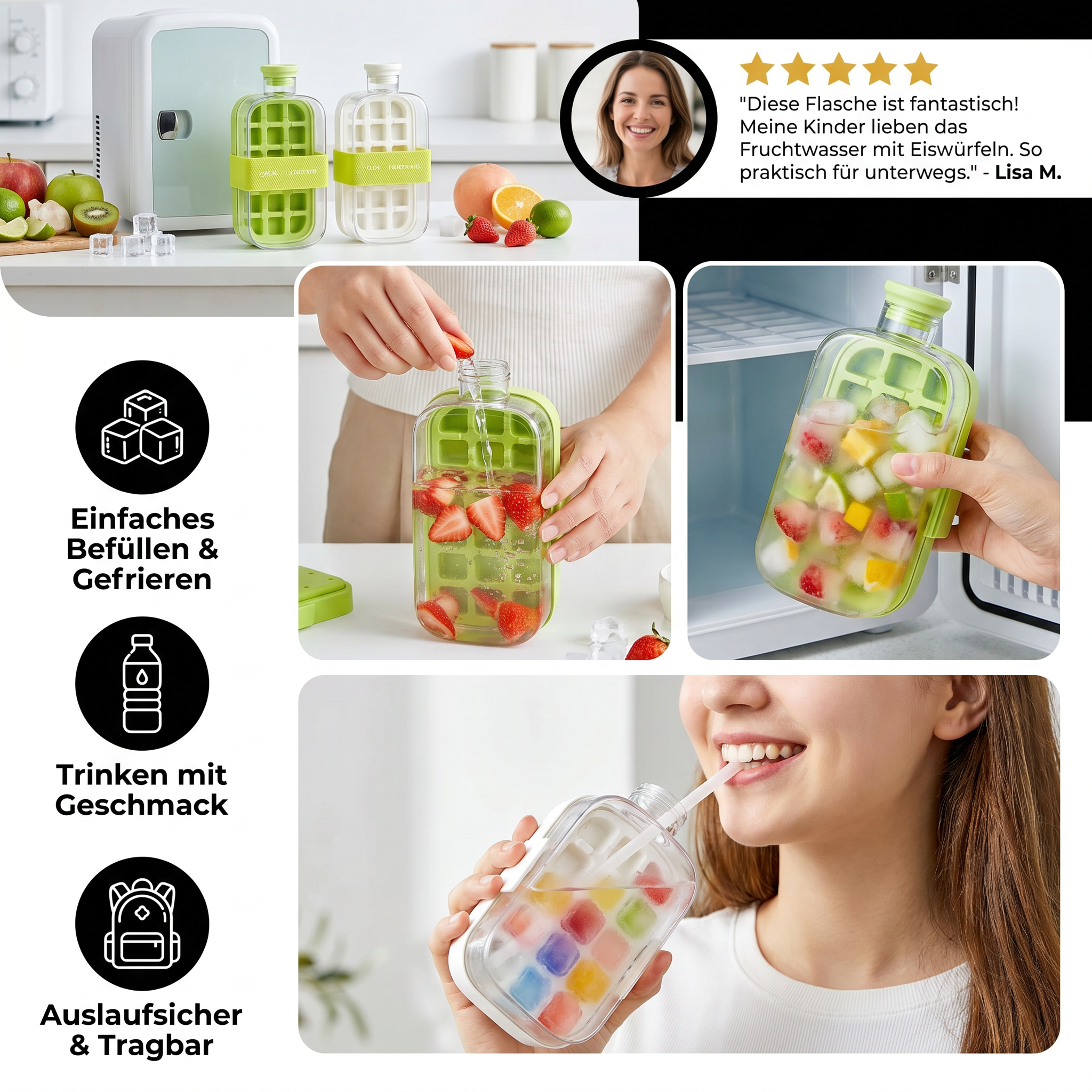 2in1 Eiswürfelform und Trinkflasche