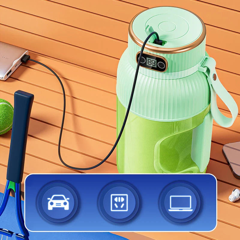 Tragbarer Multifunktionsmixer mit Doppeldeckel und USB-Ladefunktion – für Smoothies und Frischhaltedosen