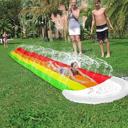 SplashRush Trail – Toboggan aquatique extra long pour le jardin – Plaisir d'été avec design arc-en-ciel