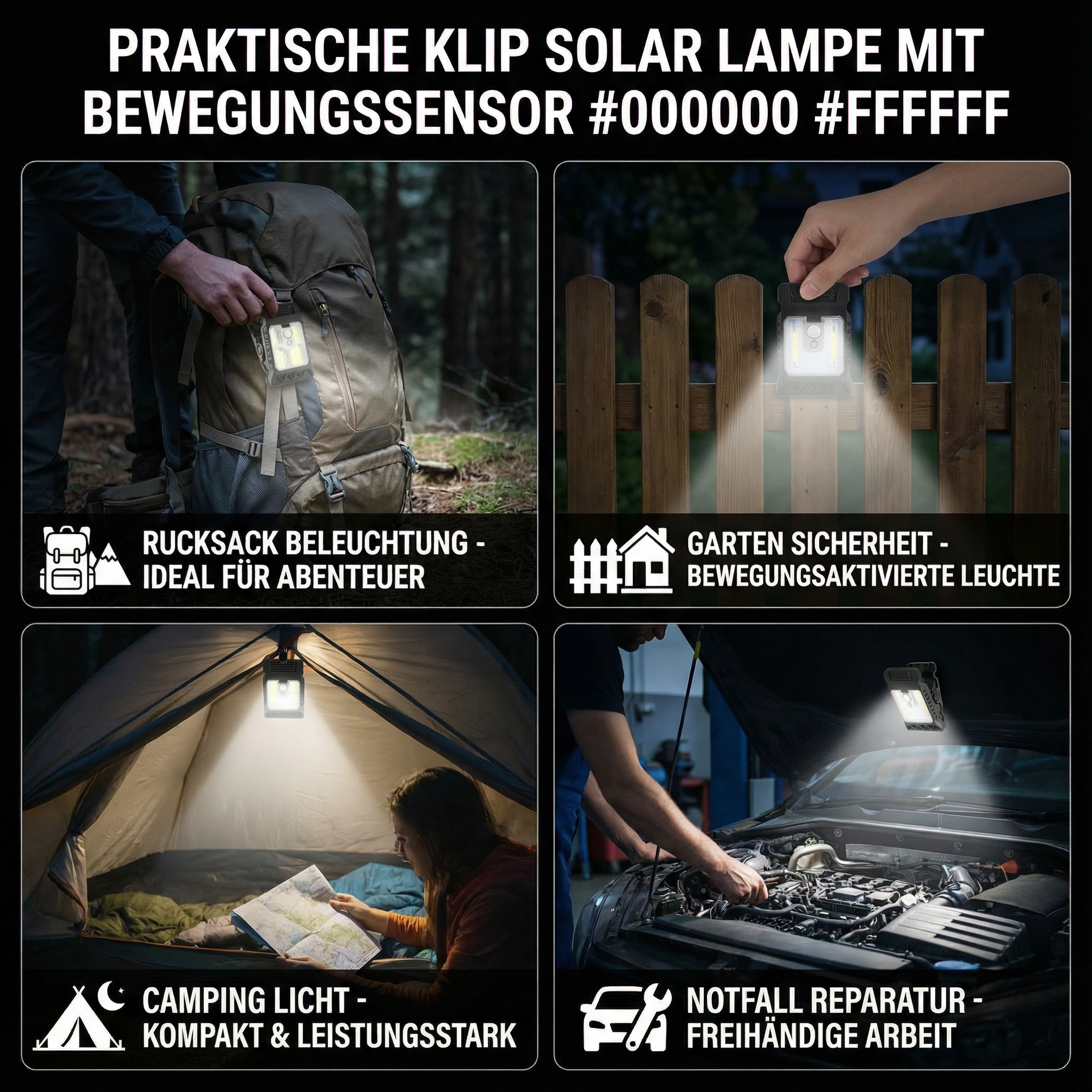Praktische Klip Solar Lampe mit Bewegungssensor