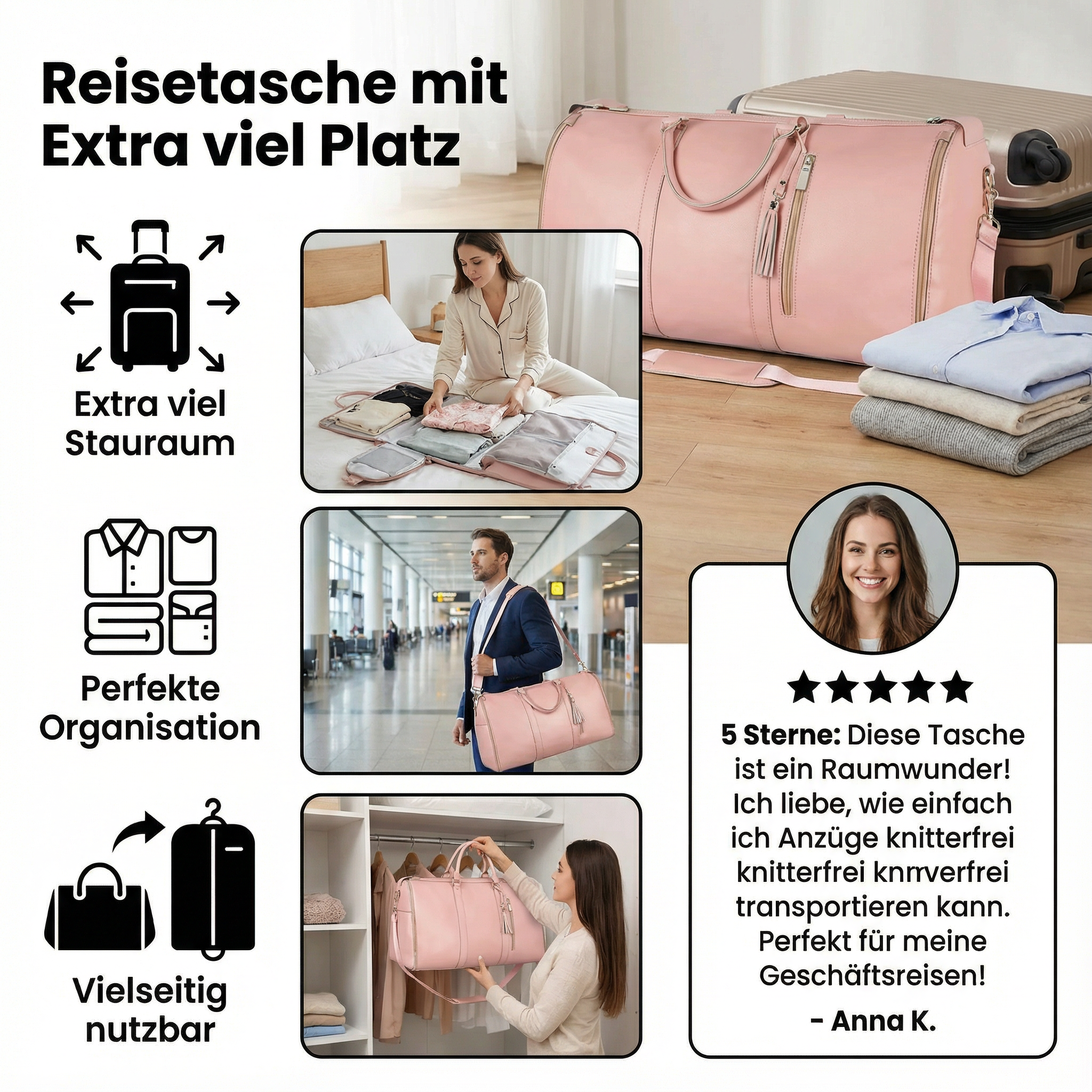 Reisetasche mit Extra viel Platz