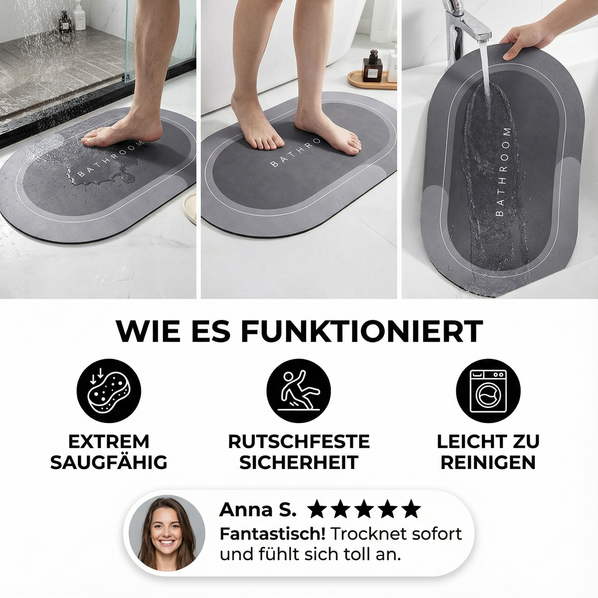 Schnell Trocknende Badezimmer-Matte