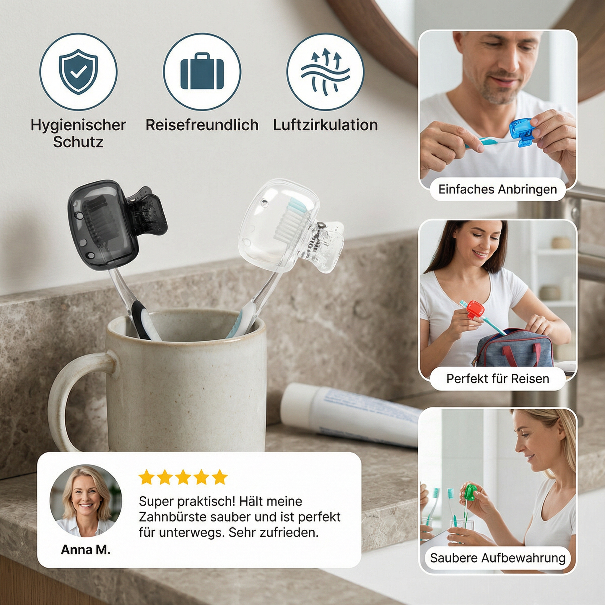 Zahnbürsten Abdeckung 3er Set