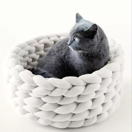 WOOLLYNEST – Morbido cesto in lana per animali domestici con bordo di supporto